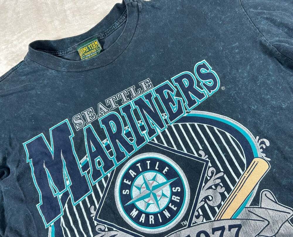 Vintage 90s Seattle Mariners T Shirt Mens Large Single Stitch Acid Wash MLB USA